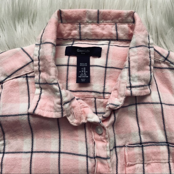 GapKids Girl’s Pink Plaid Button-Down Shirt - Picture 2 of 4